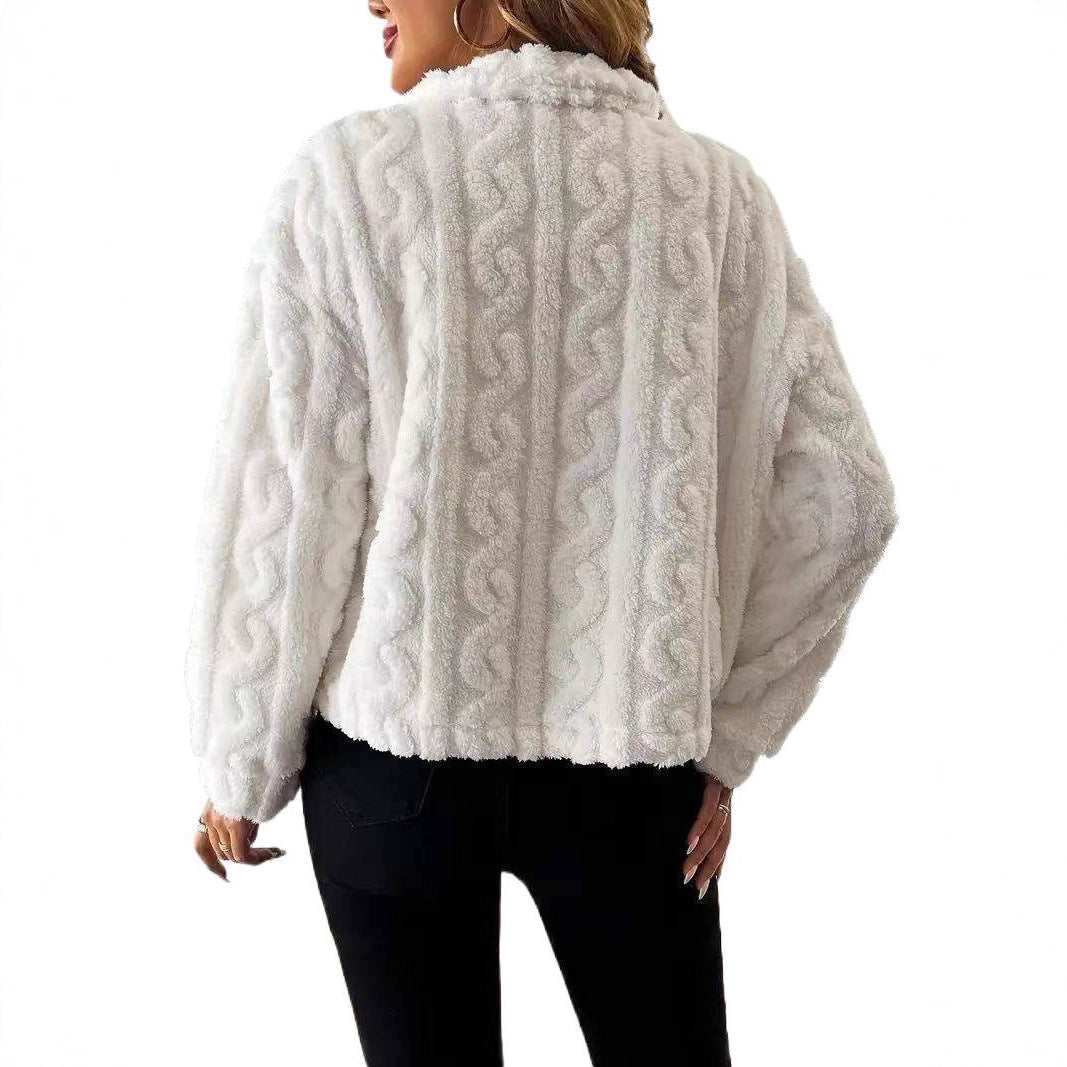 Women's cozy fleece jacket with wave pattern Lune London