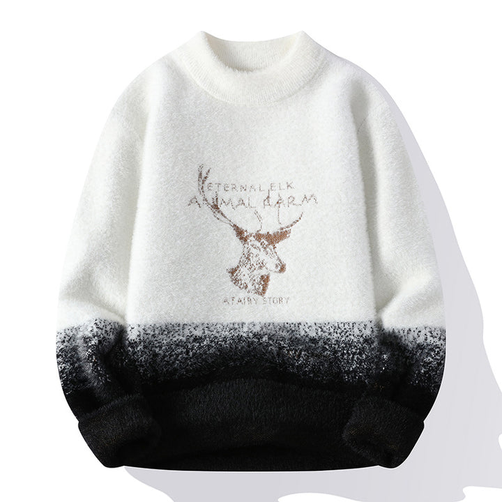 Ladies Cozy Winter Sweater with Creative Pattern and High Collar Lune London