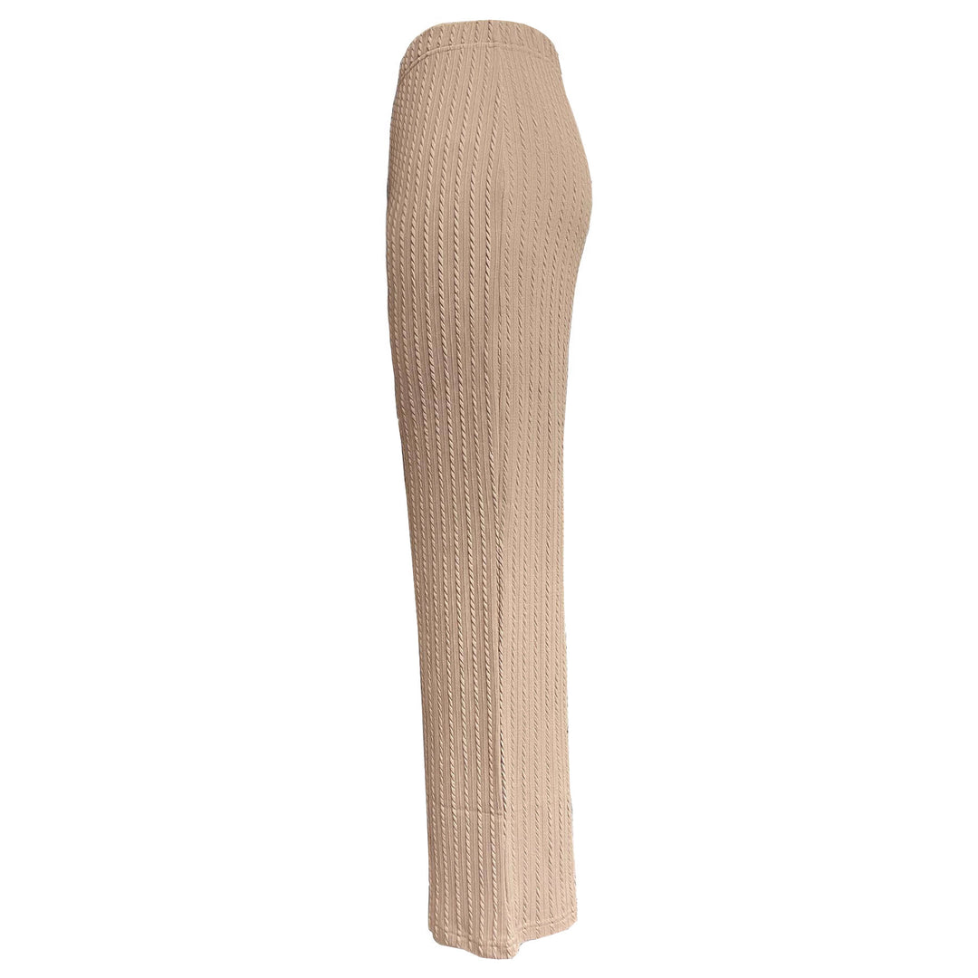 Pantalons en tricot large à côtes pour femmes avec taille haute et poches latérales Chic & Stil