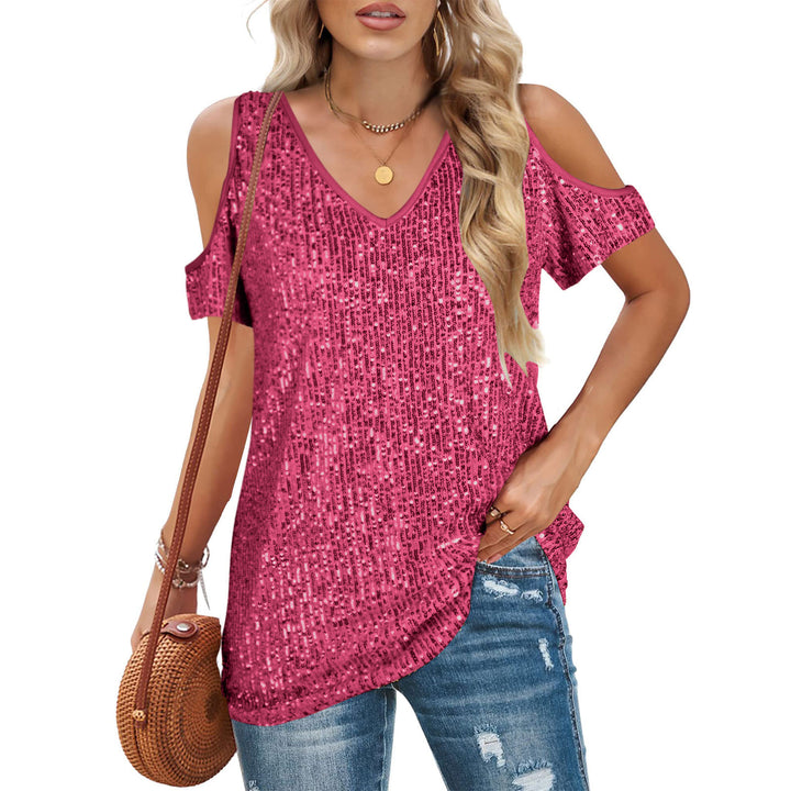Woman Top Sequins Cold-Shoulder Lune London
