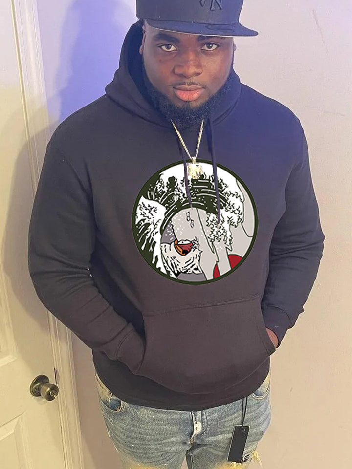Men's hoodie with creative wave graphic Lune London