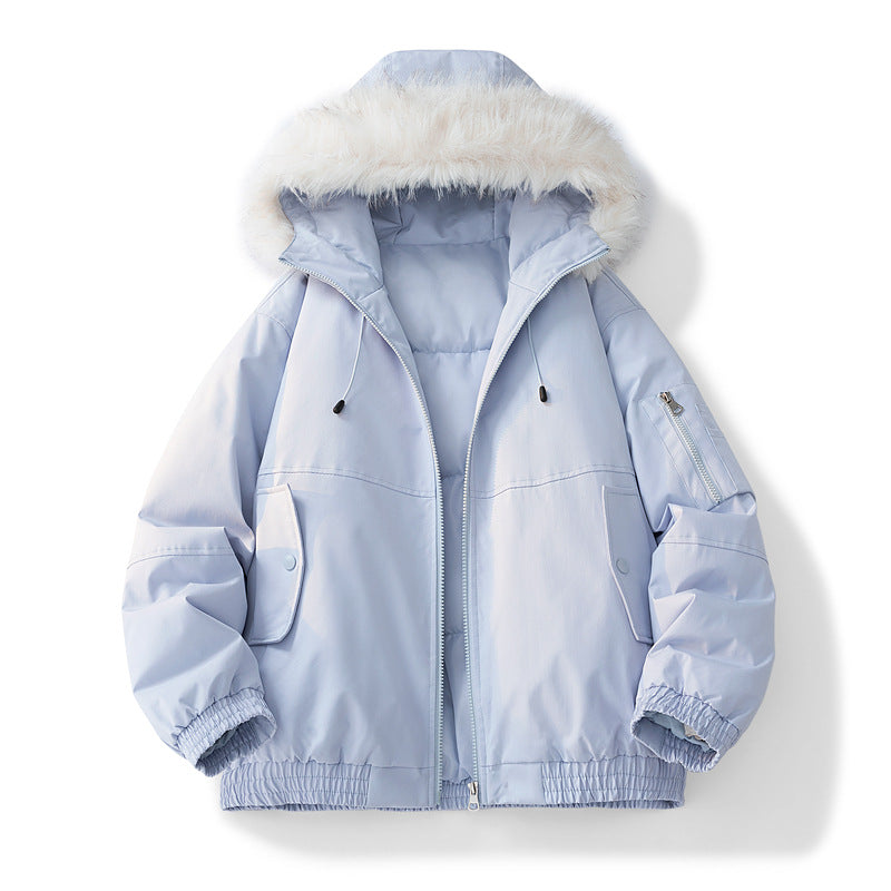 Ladies warm winter jacket with removable hood and luxurious synthetic fur Lune London