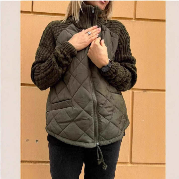 Lady quilted jacket with knitted sleeves Lune London