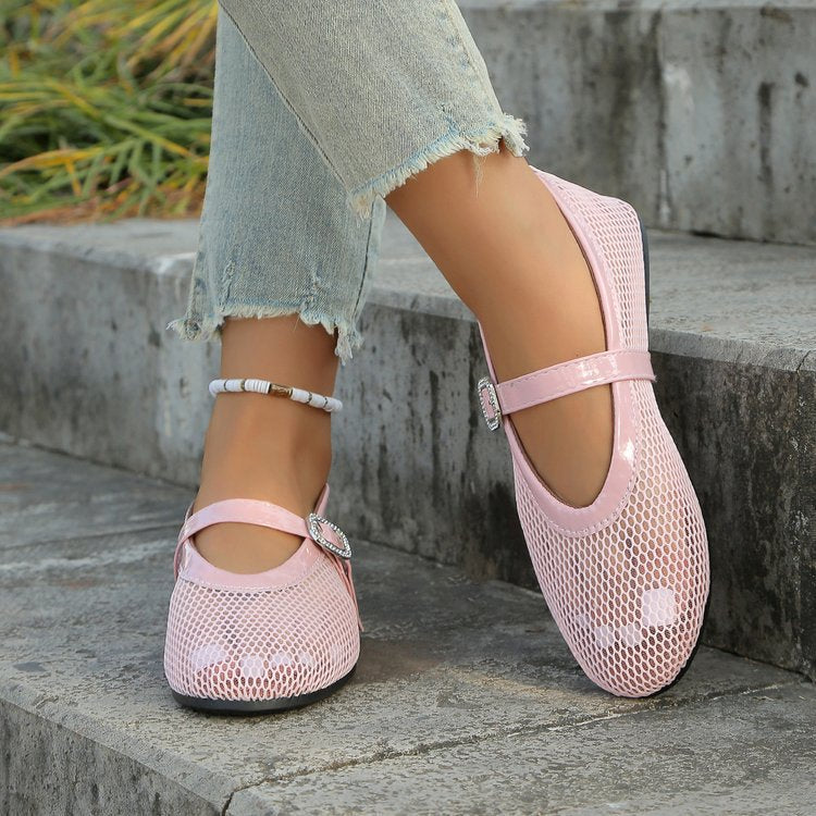Elegant ballerinas for ladies with breathable mesh design and fashionable strap Lune London