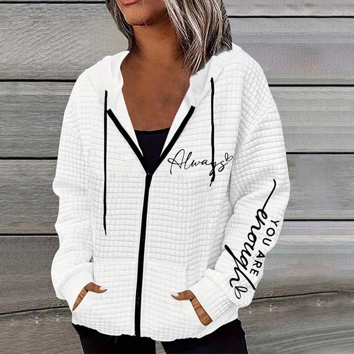Veste à capuche décontractée pour femmes avec impression motivante Chic & Stil