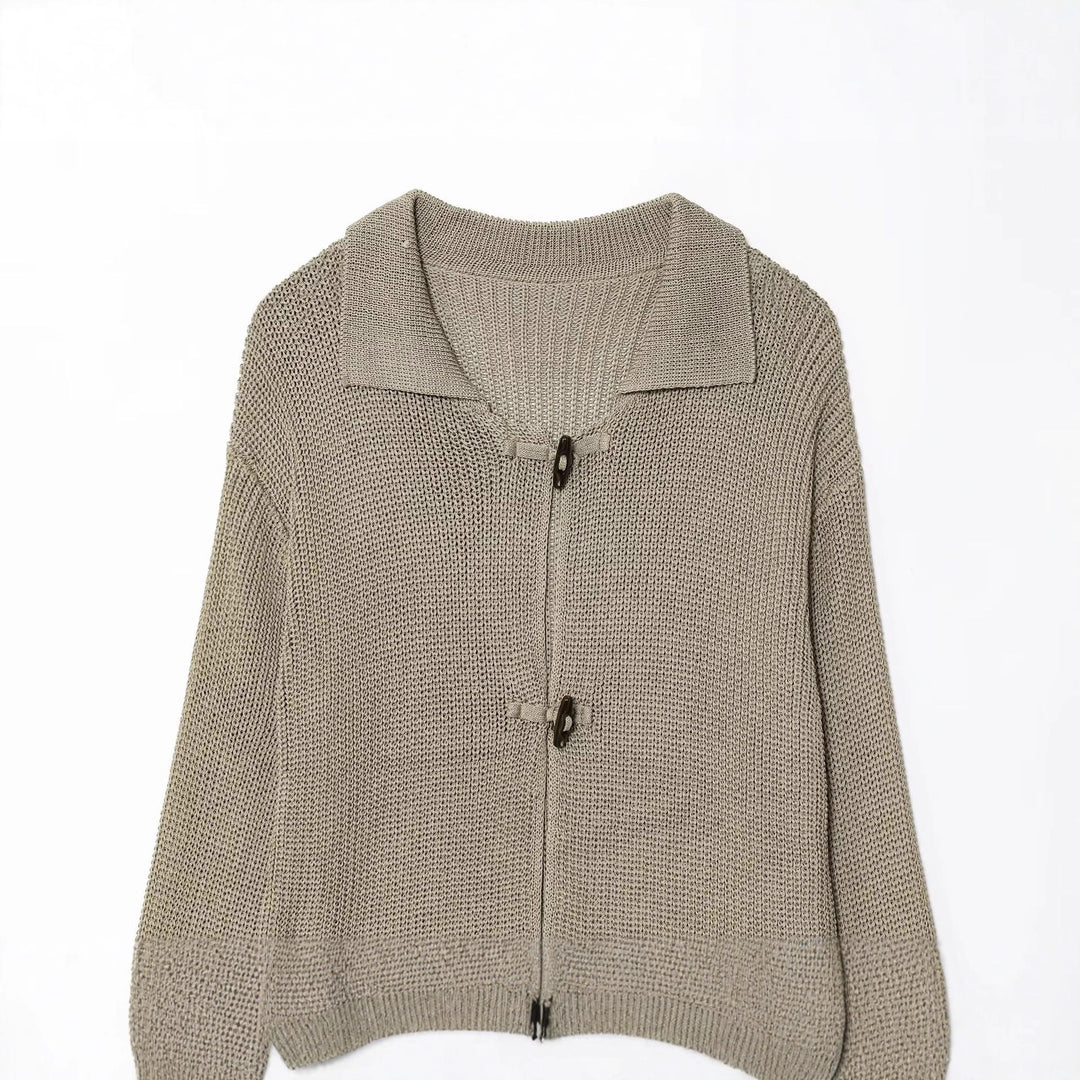 Women's knit jacket with elegant buttons and textured surface Lune London