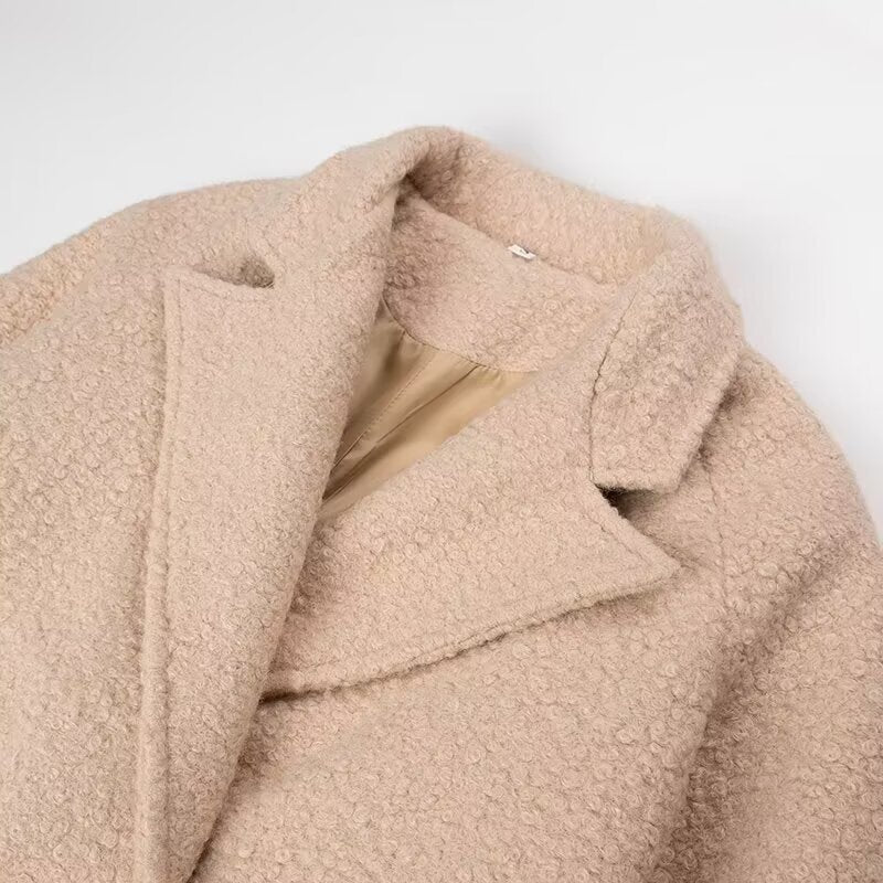 Elegant wool coat for women with tie belt and stylish button details Lune London