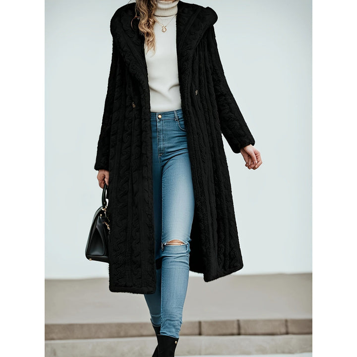 Knit coat for women with oversized collar and original cable pattern Lune London