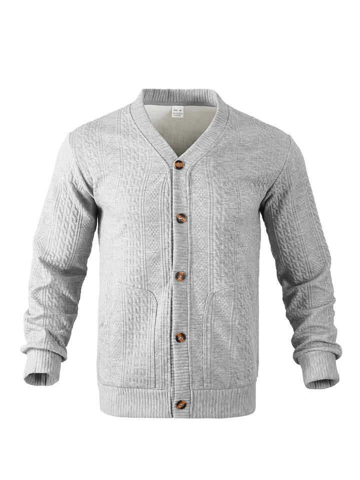 Men's knitted cardigan with creative cable pattern Lune London