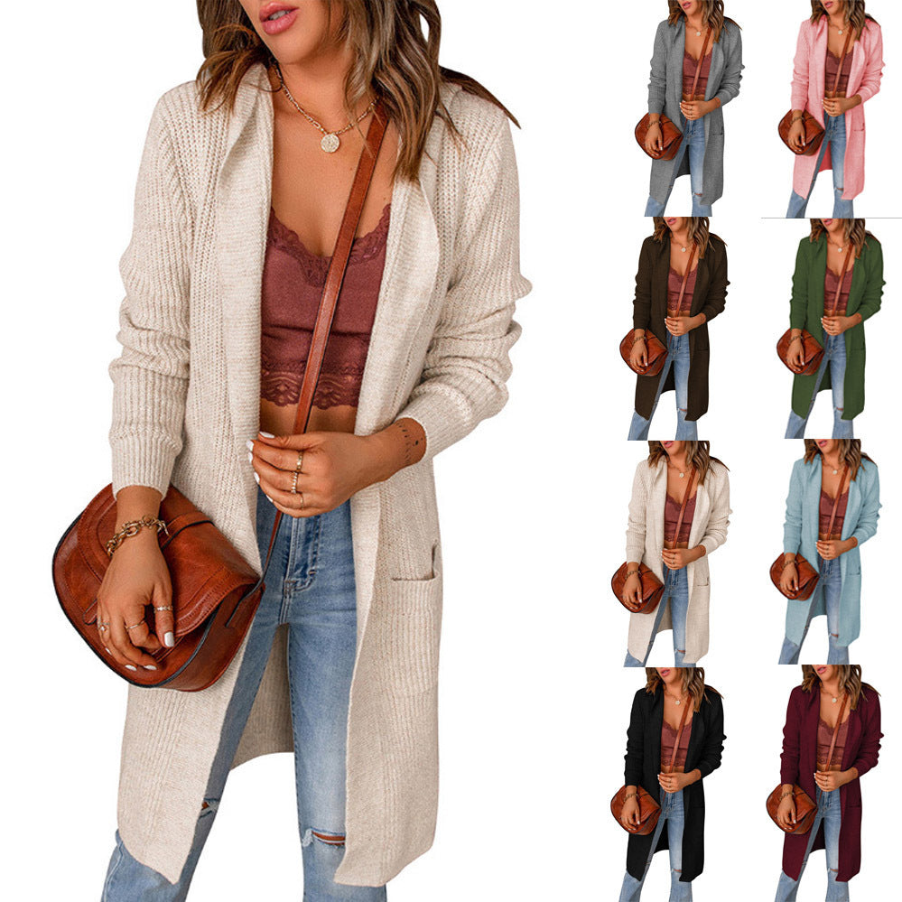 Oversized casual style women's knit jacket with pockets Lune London