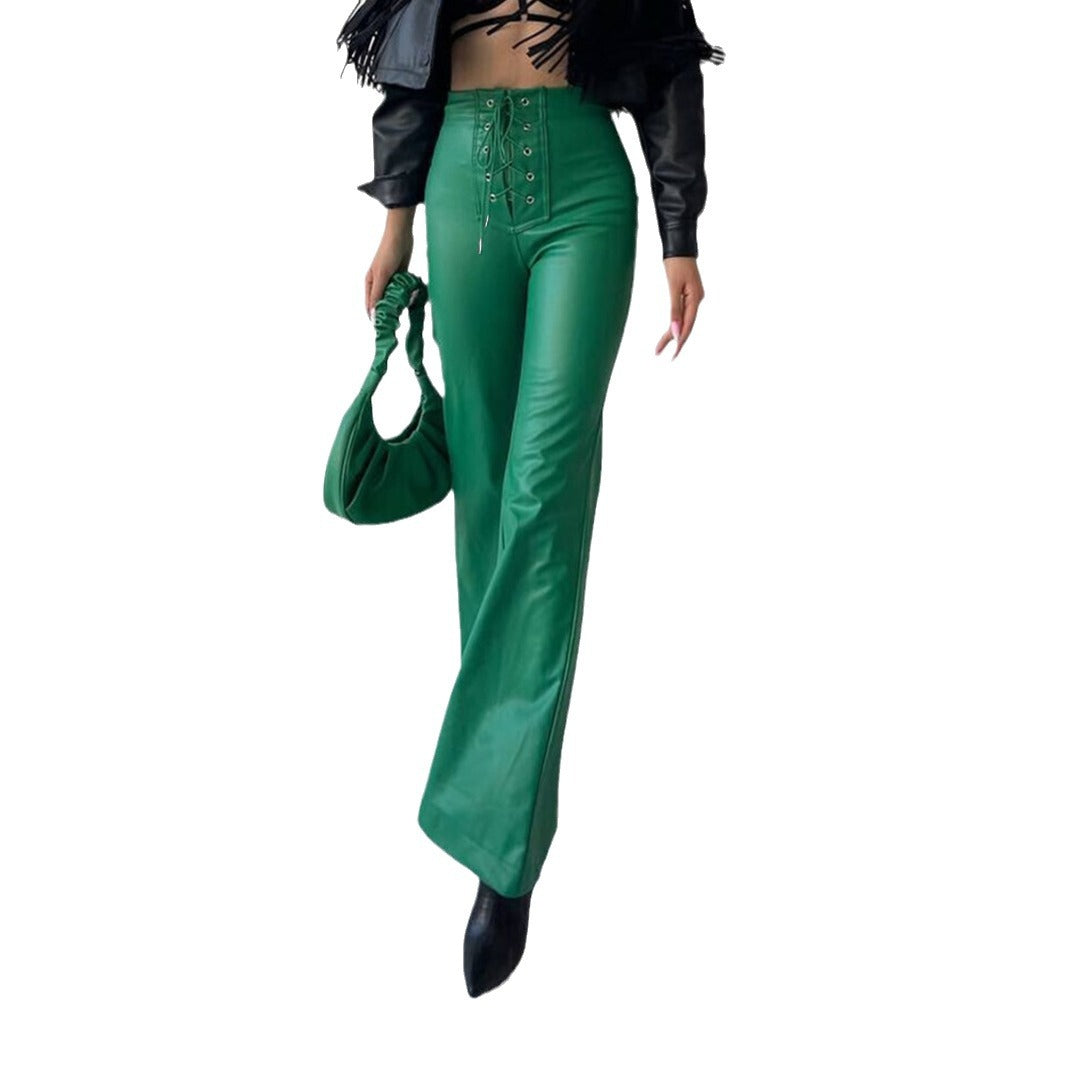 High-waisted pants for women with laces Lune London