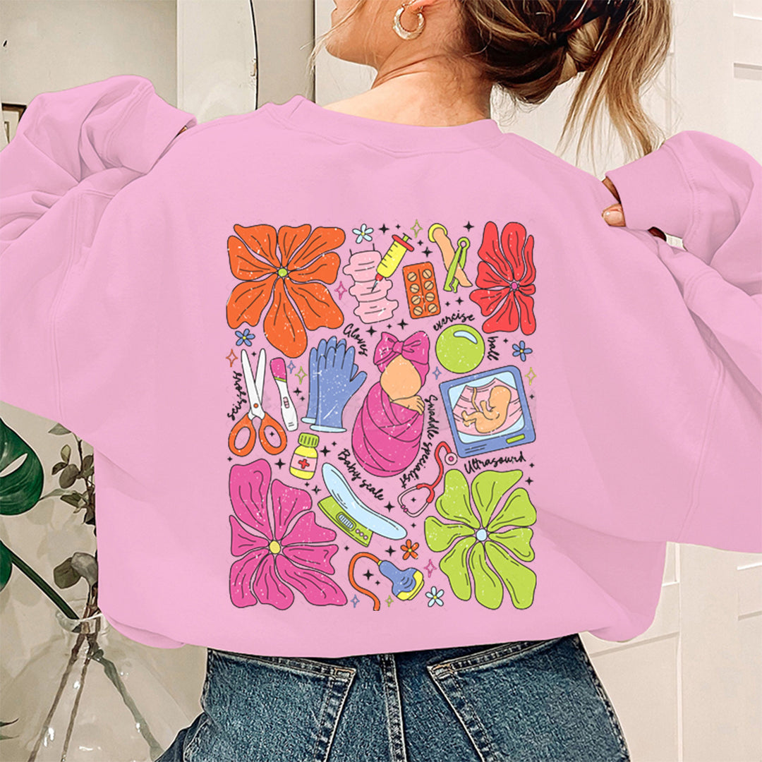 Sweat à capuche pour femmes avec design graphique coloré et motif d'entretien original Chic & Stil