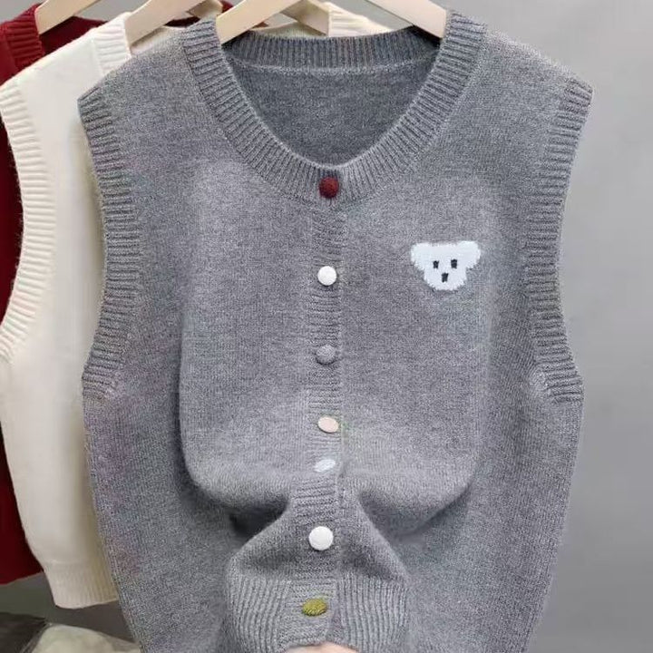 Gilet en tricot pour femmes avec joli motif d'ours Chic & Stil