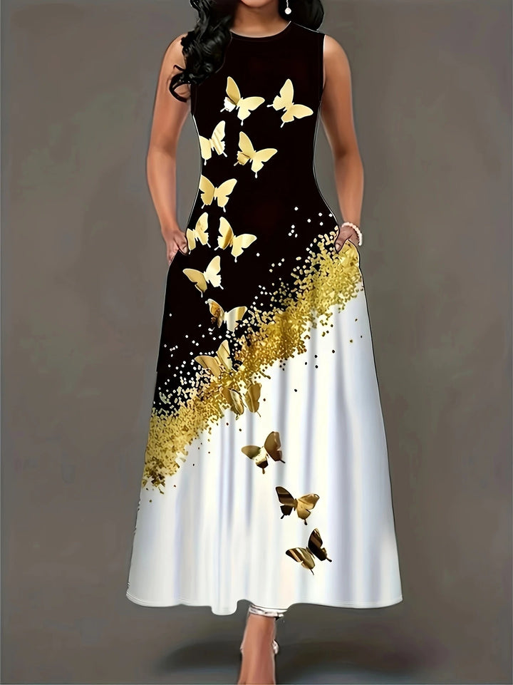 Women's maxi dress with floral pattern and practical pockets Lune London
