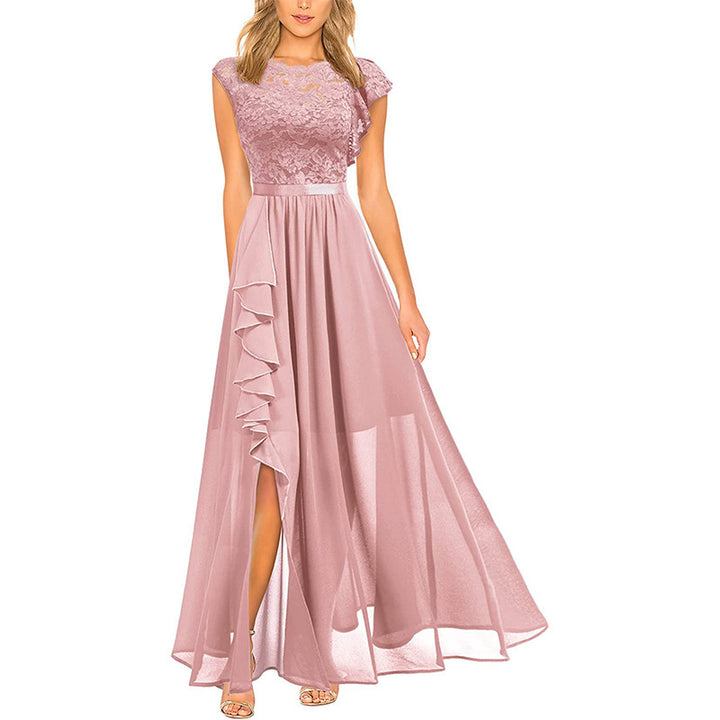 Ladies Elegant Evening Dress in Lace and Chiffon Lune London