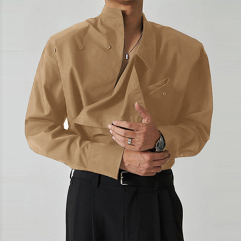 Chef jacket for men with modern high collar and practical chest pocket Lune London