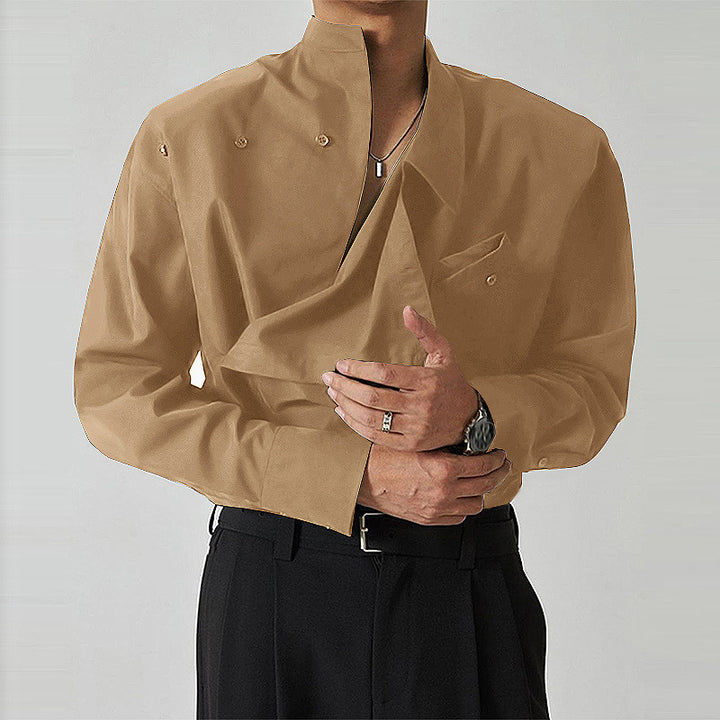 Chef jacket for men with modern high collar and practical chest pocket Lune London
