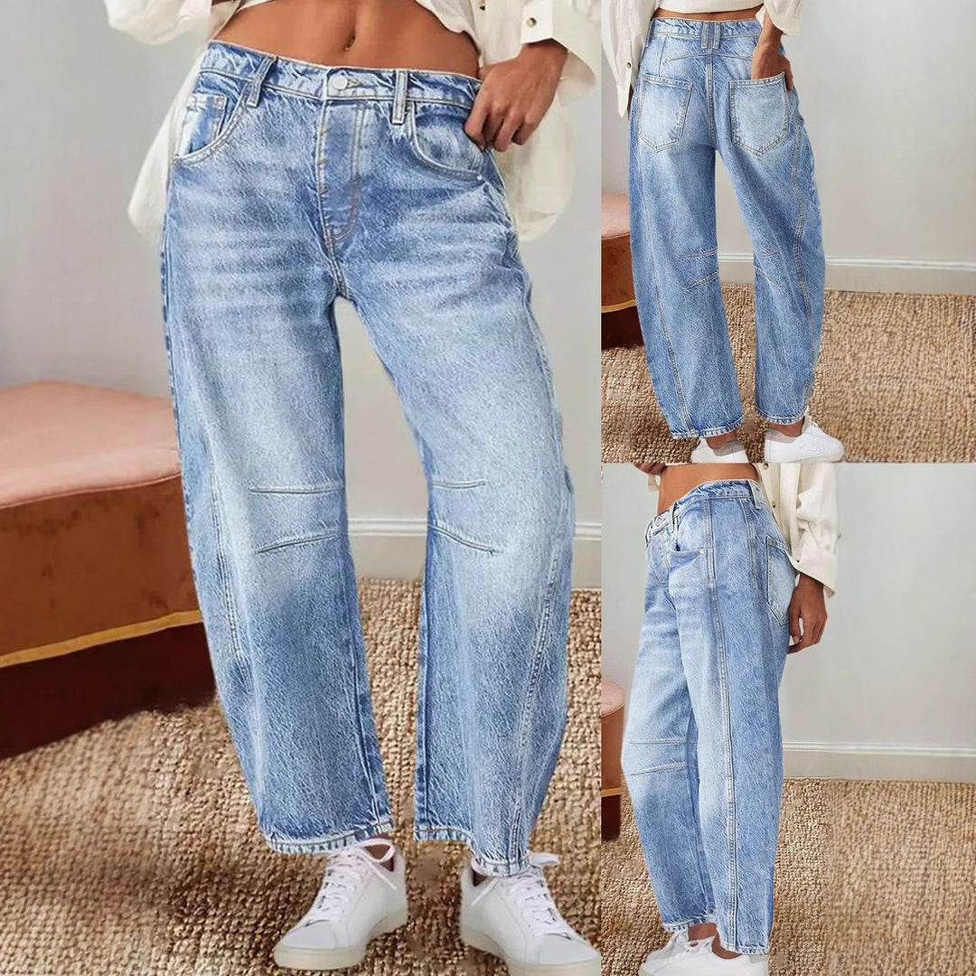 High-waisted casual jeans for ladies with wide cuts Lune London