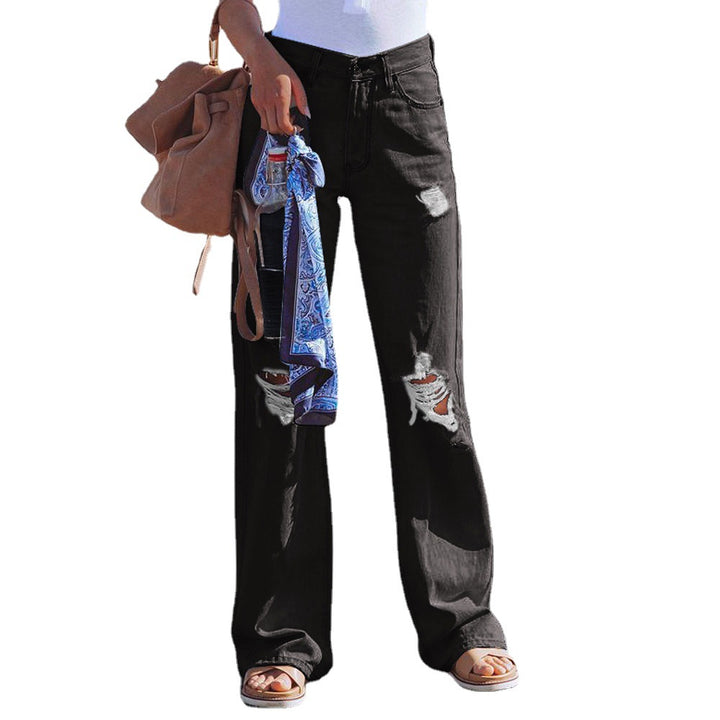 Flared jeans for women in a trendy Destroyed style with high waist Lune London