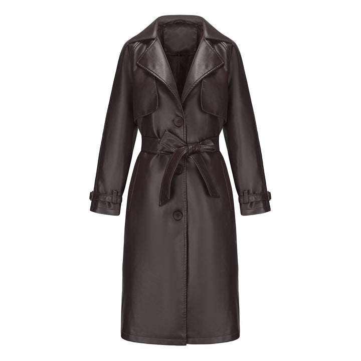 Fashion trench coat for women in high-quality faux leather Lune London