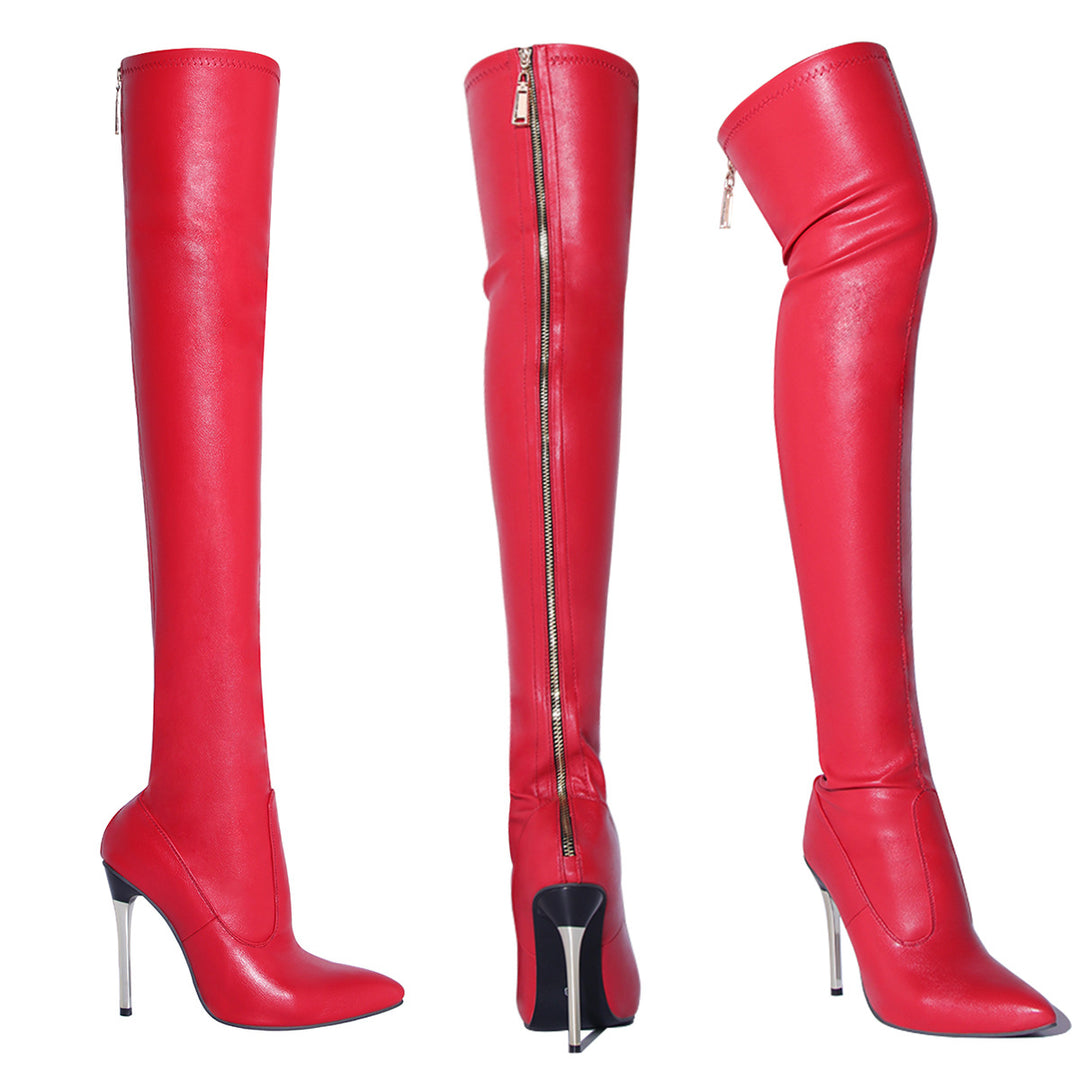 Lune London | Overknee Boots with Golden Heel and Zipper Detail