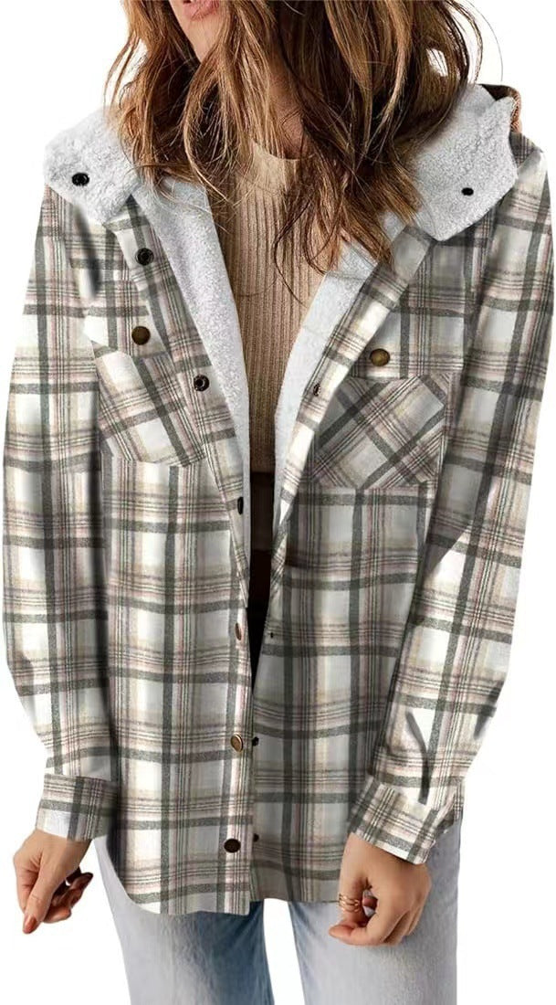 Women Flannel Checkered Jacket with Cozy Lining Lune London