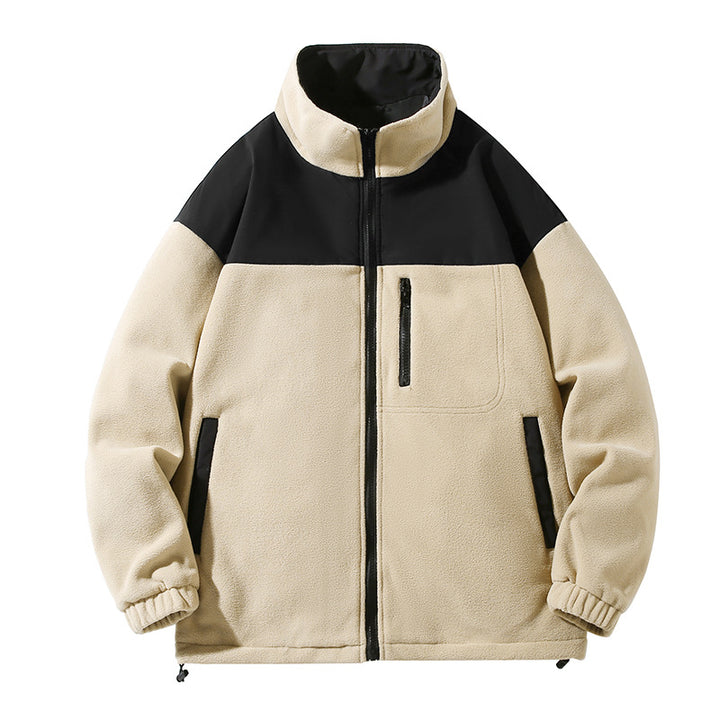 Fleece jacket for men with high collar and zippered pockets Lune London