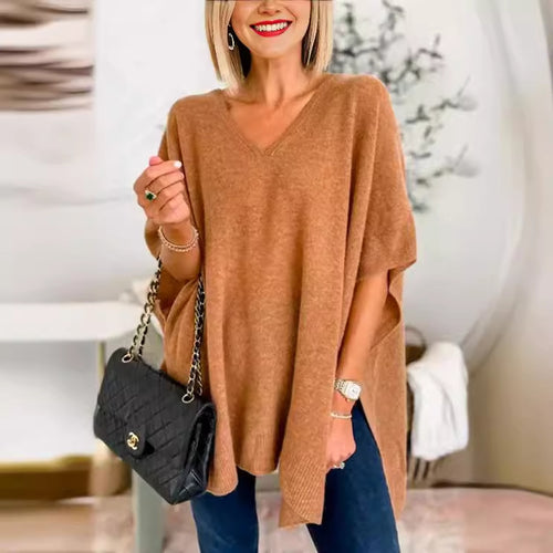 V-neck sweater for women with asymmetrical cut and relaxed fall Lune London