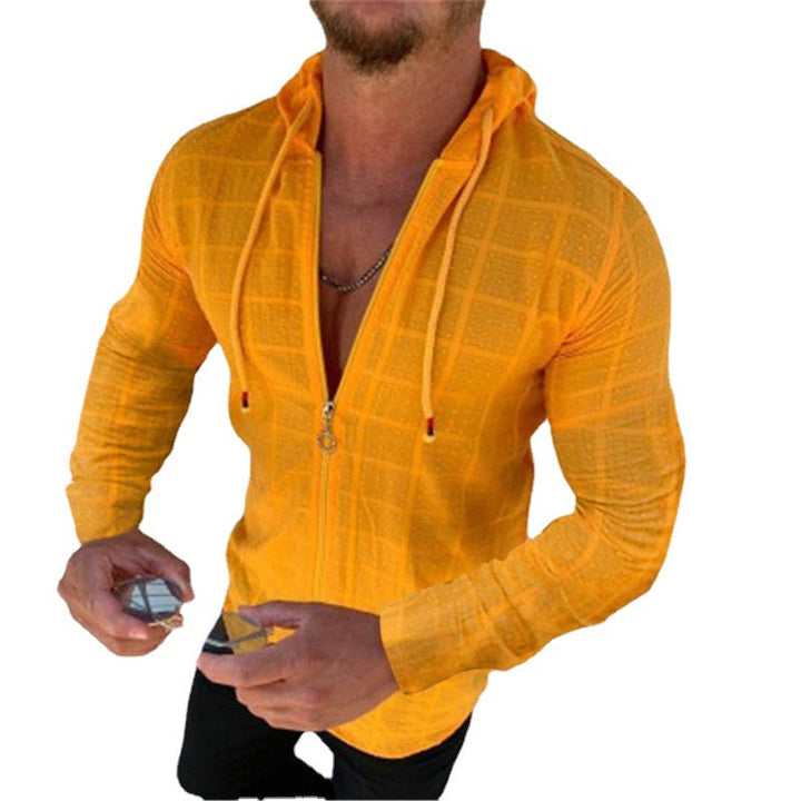 Men's Sporty Long Sleeve Jacket with Innovative Texture Pattern and Practical Zipper Lune London