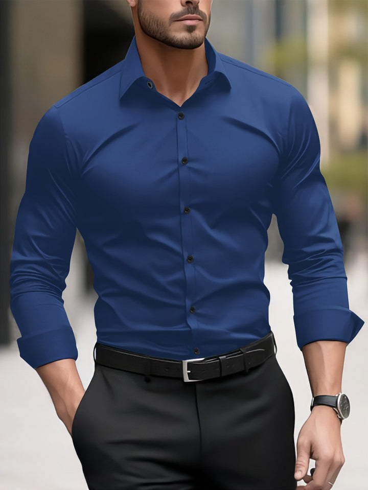 Men's Slim-Fit Long Sleeve Shirt with Modern Cut and Elegant Accents Lune London