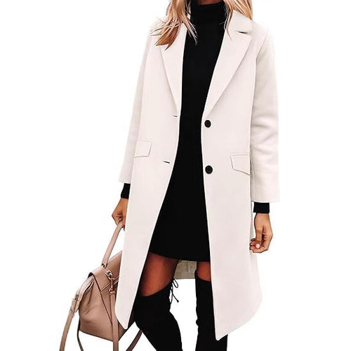 Ladies Elegant Wool Coat with Classic Lapel Lune London