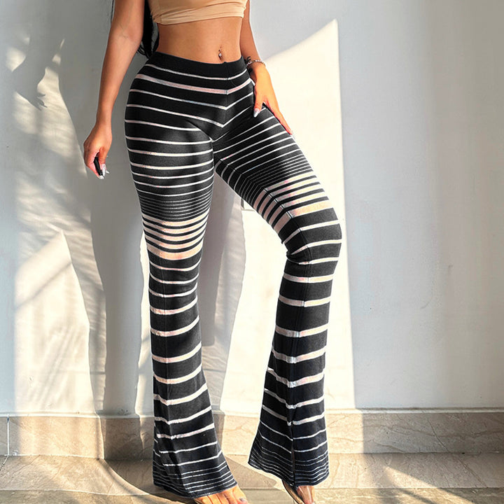 High-waisted striped leggings for women Lune London