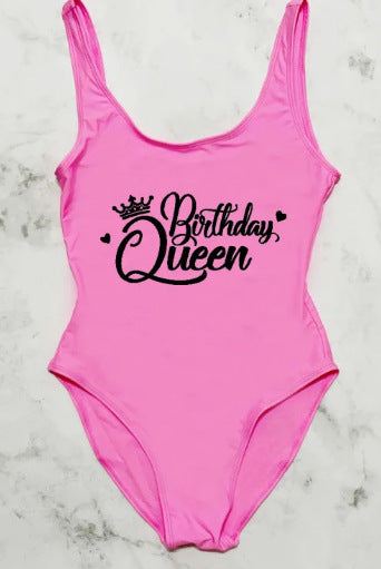 Women's Playful Birthday Queen One-Piece Swimsuit Lune London