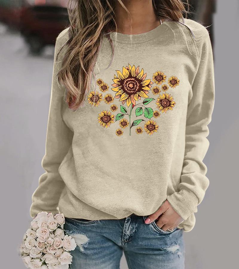 Sweatshirt femme avec motif floral de tournesol et coupe confortable Chic & Stil