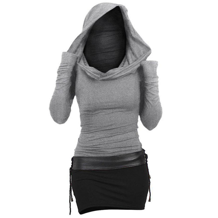 Hoodie dress for women with wrap collar and fitted cut Lune London