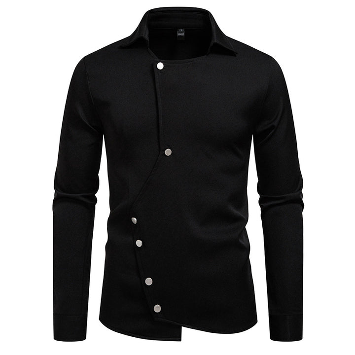 Innovative long sleeve shirt for men with asymmetrical button closure Lune London