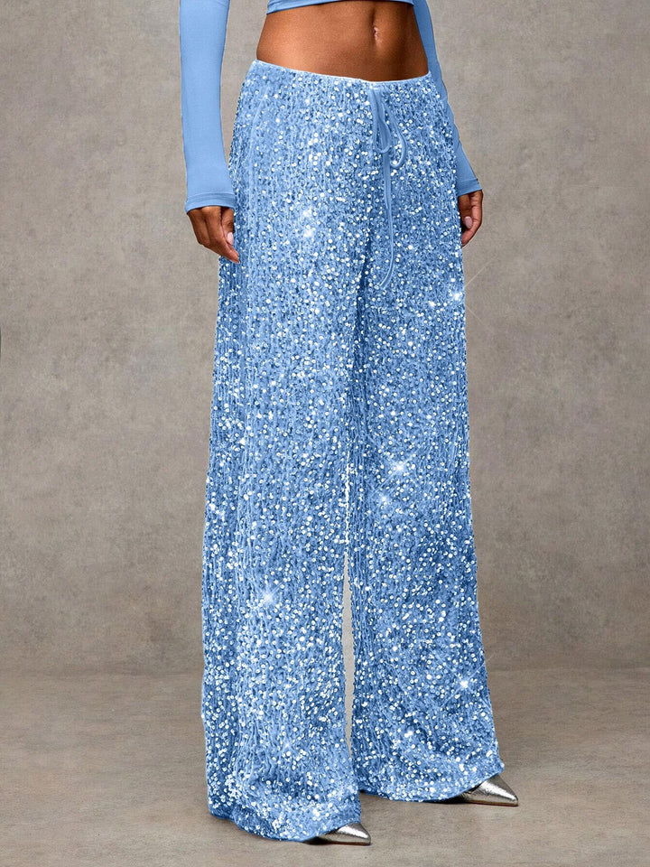 Pantalons palazzo extravagants pour femmes avec embellissement de paillettes Chic & Stil