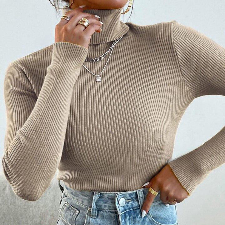 Women Elegant Turtleneck Sweater with Fine Ribbed Structure Lune London