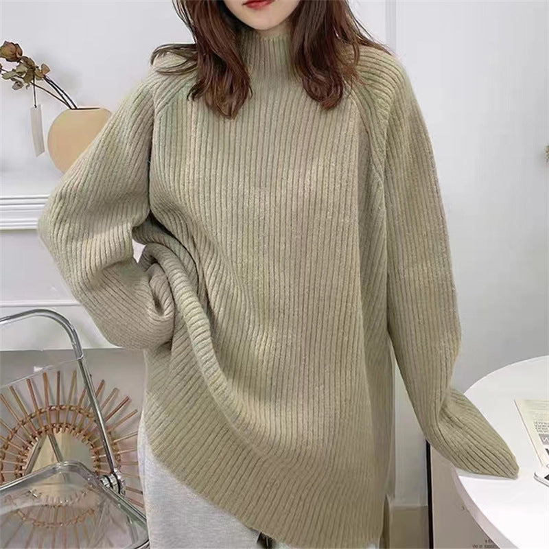 Pull en tricot épais pour femme avec col montant et coupe décontractée Chic & Stil