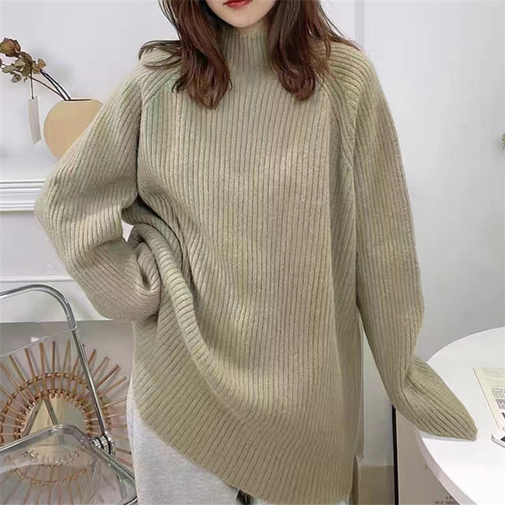 Pull en tricot épais pour femme avec col montant et coupe décontractée Chic & Stil
