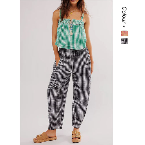 Women's fabric trousers with a loose fit and elastic waistband Lune London