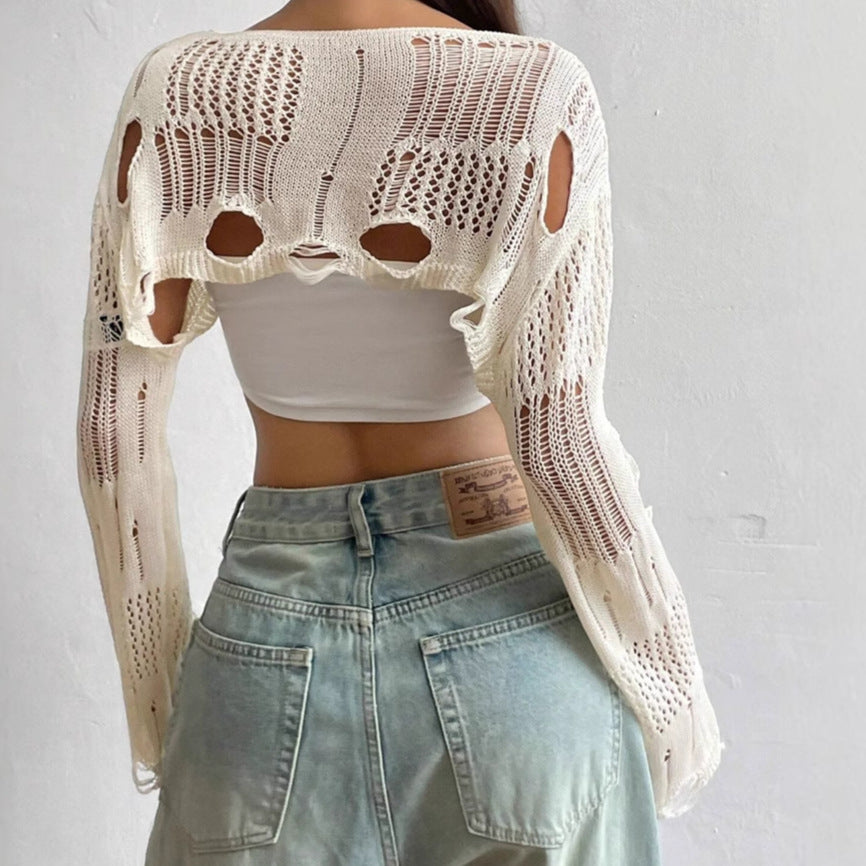 Ladies off-shoulder pullover with cutout details and relaxed fit Lune London