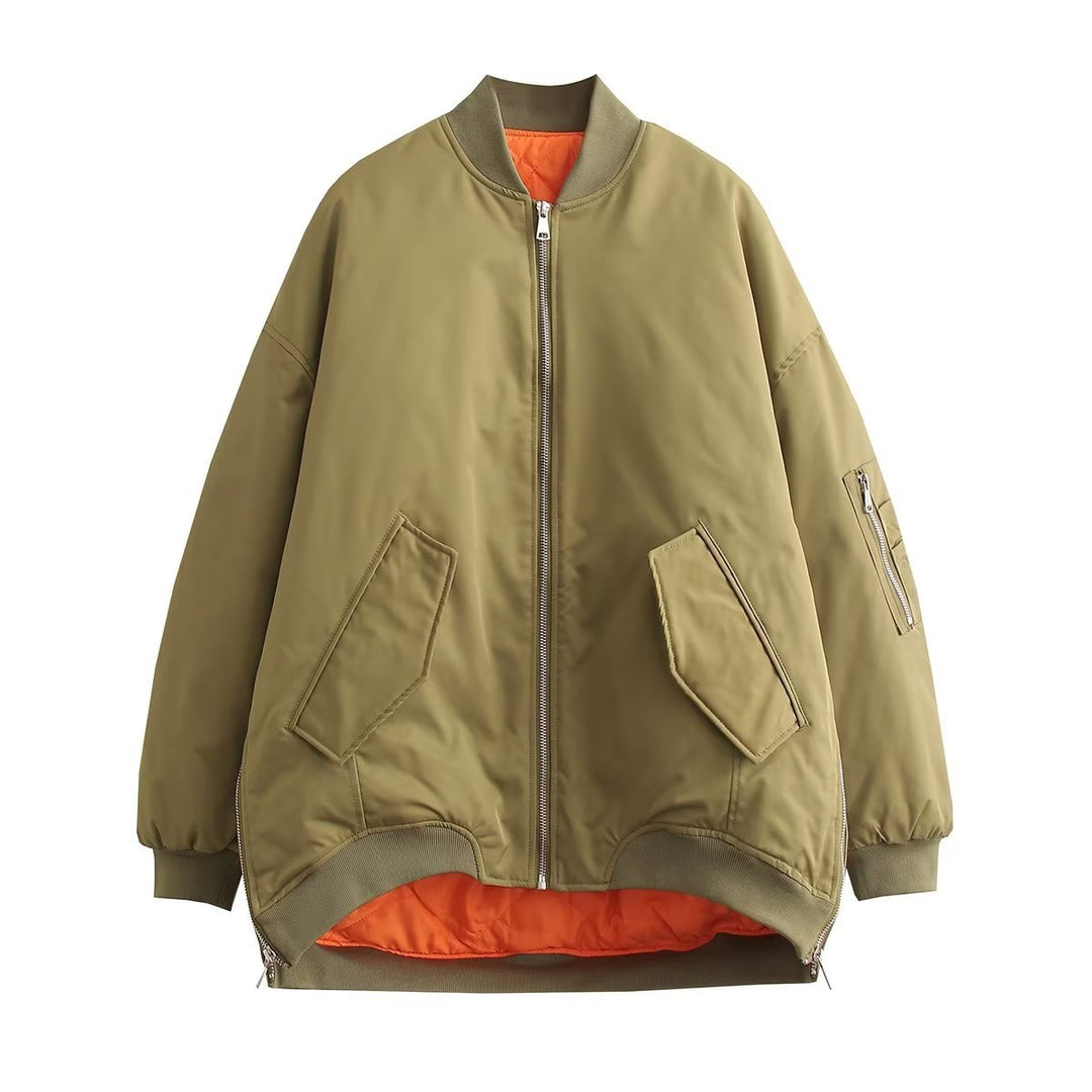 Casual bomber jacket for women with elastic cuffs and practical pockets Lune London