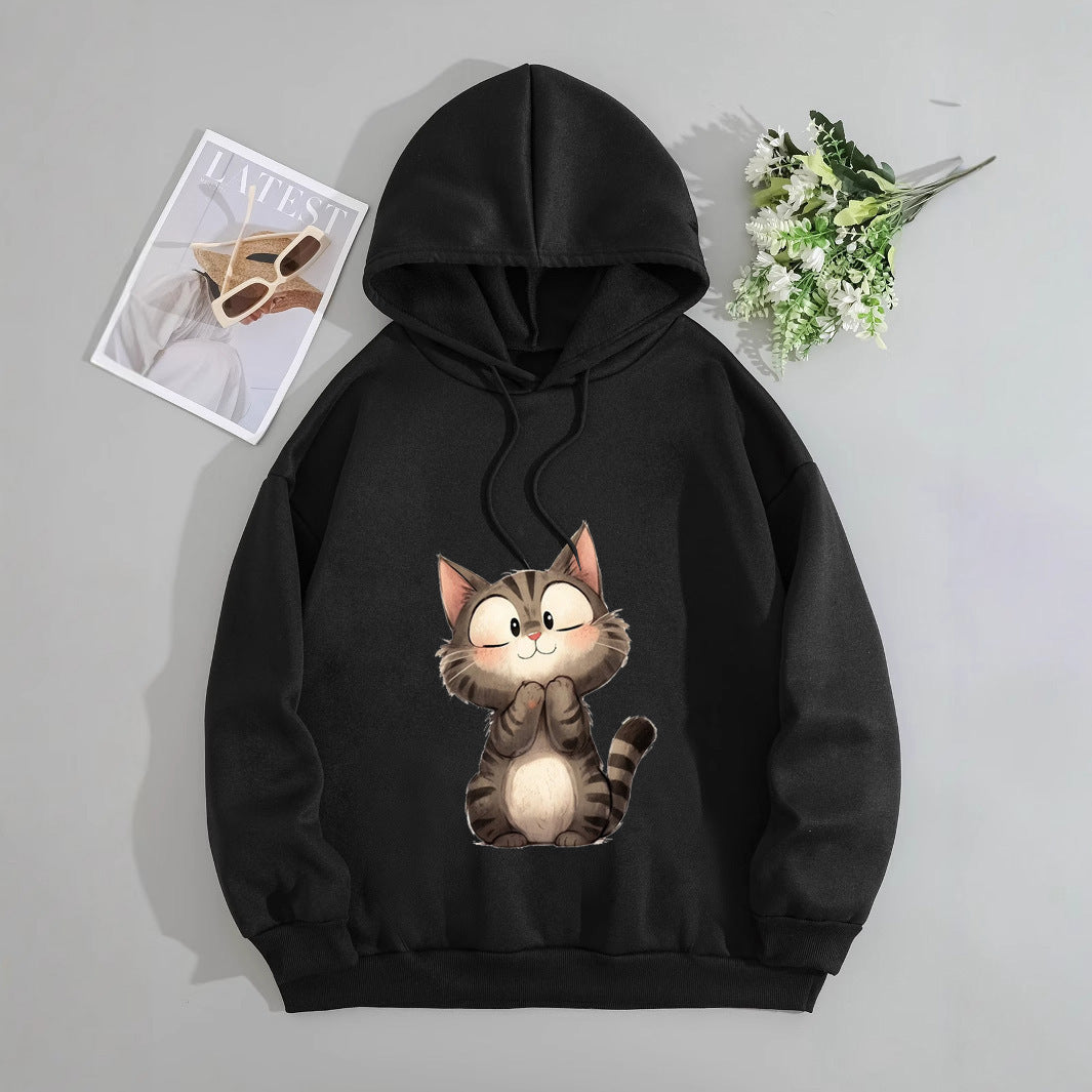 Women's Hoodie with Cute Cat Motif Chic & Stil