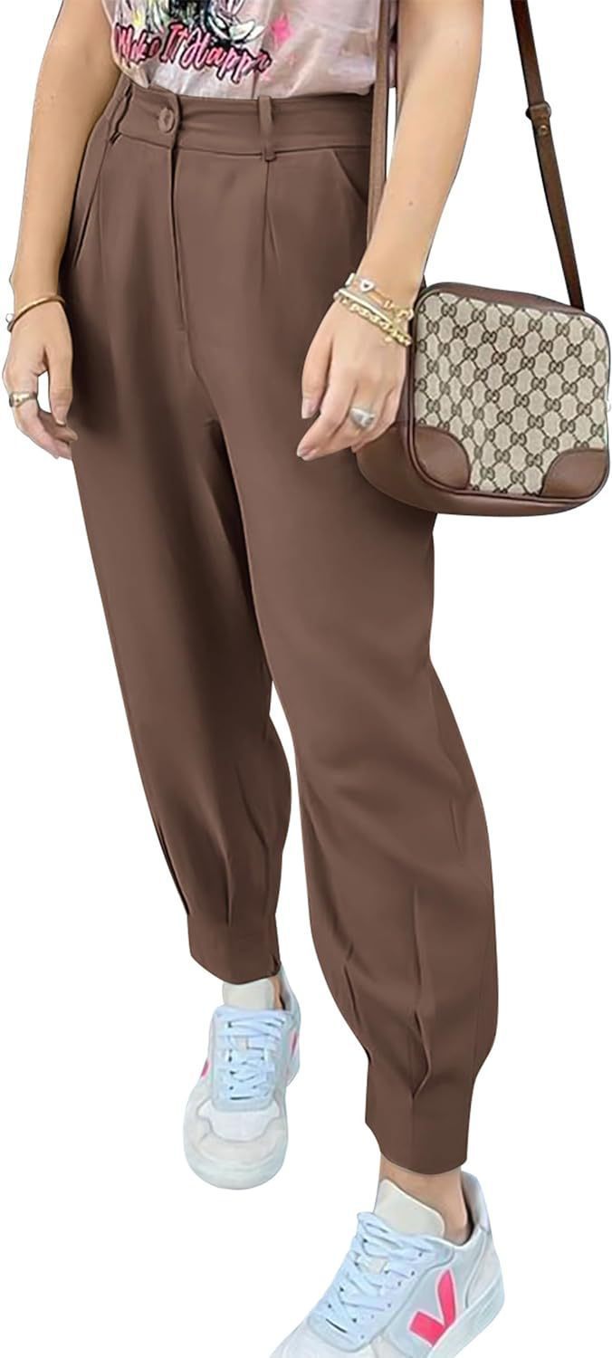Elegant and fashionable high-waisted pants for women with pleats and side pockets Lune London