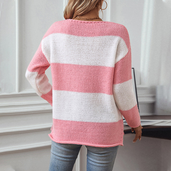 Casual knit pullover for women with a wide striped pattern Lune London
