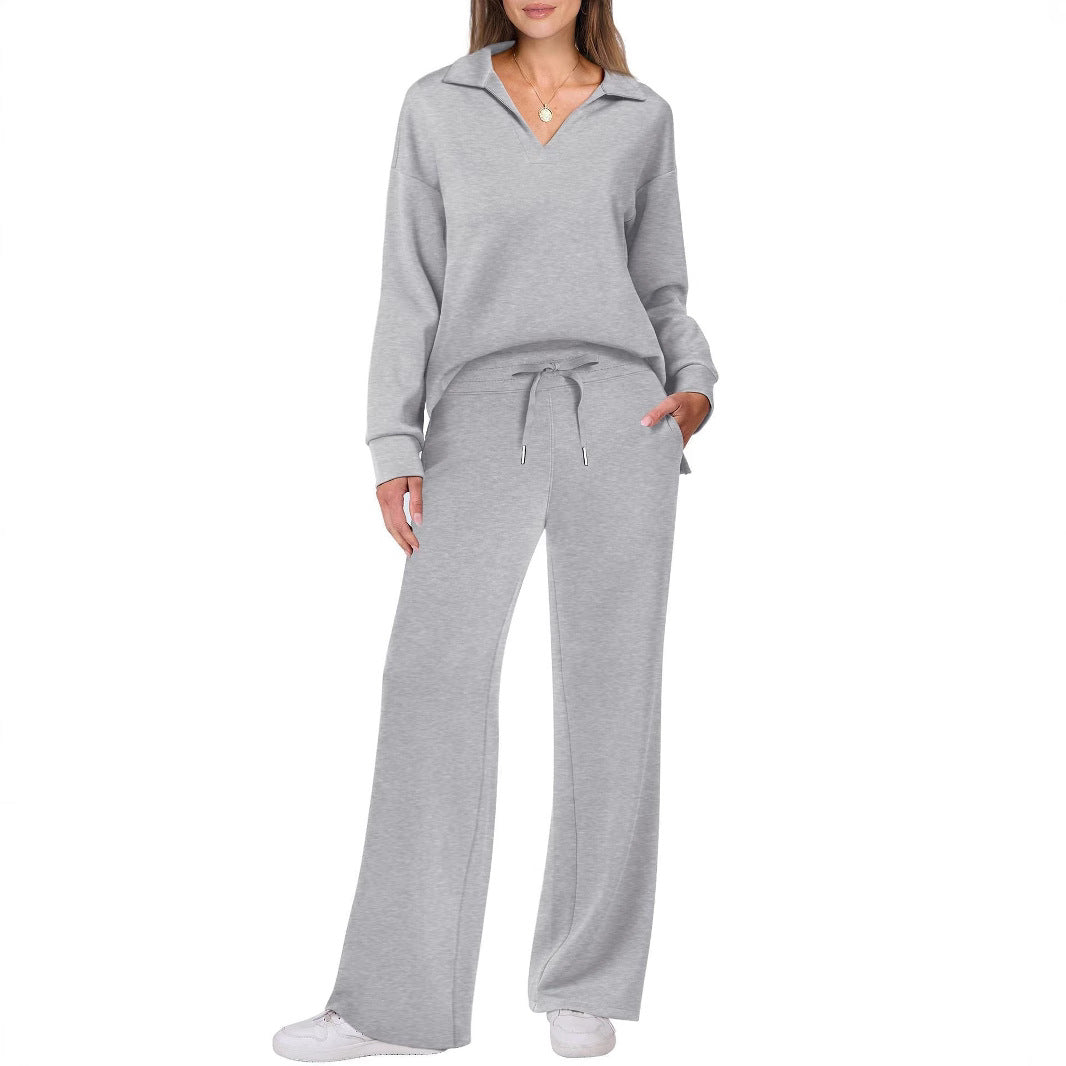 Ladies Comfortable Casual Set with an Elegant V Neck and a Loose Fit Lune London