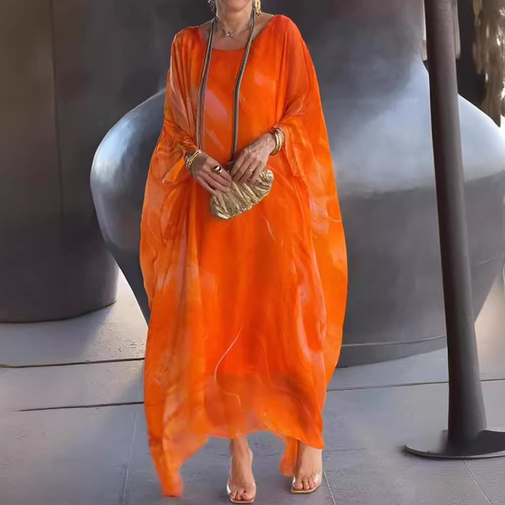 Fluid kaftan dress for women with a catchy pattern Lune London