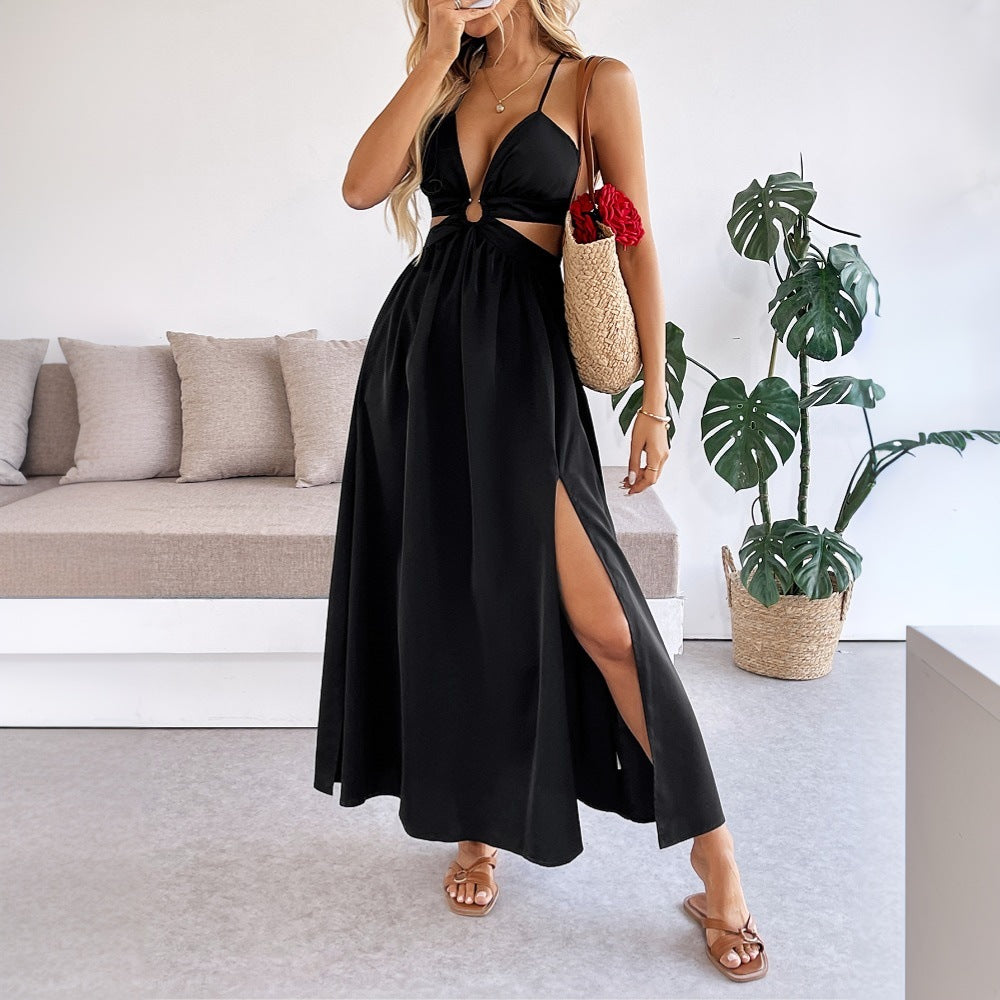 Robe maxi femme avec bretelles amovibles et détails découpés Chic & Stil