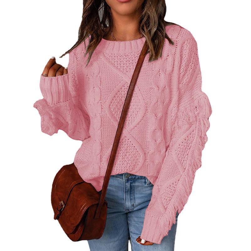 Chunky knit sweater for women with drop shoulders and elastic edges Lune London